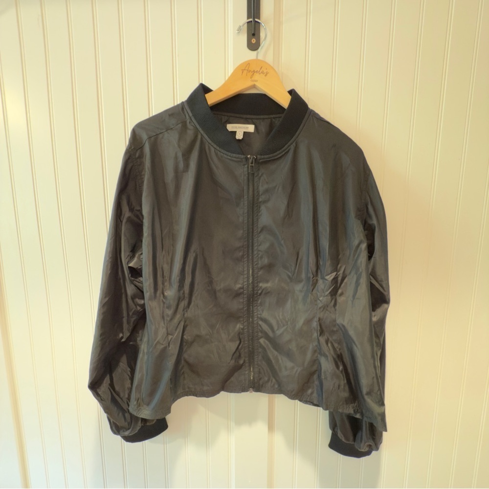 NWT Good American Women's Windbreaker Black Moto Cinched Waist Size 5